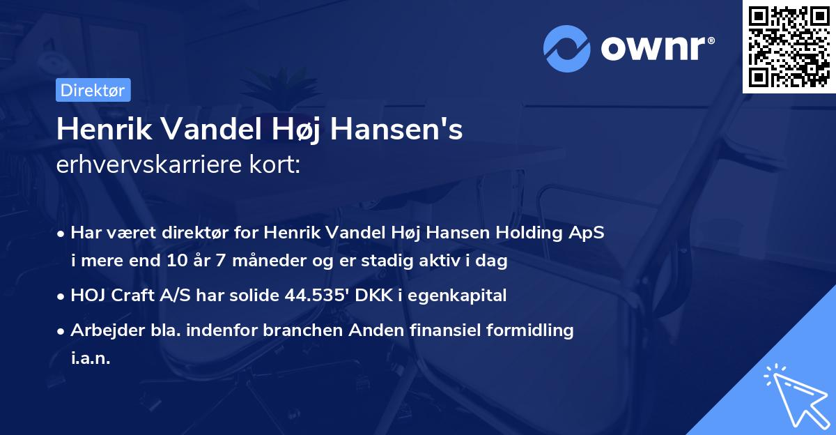 Henrik Vandel Høj Hansen's erhvervskarriere kort
