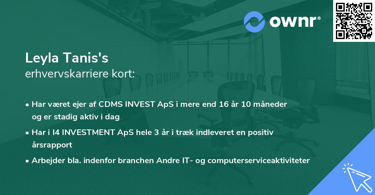 Leyla Tanis's erhvervskarriere kort