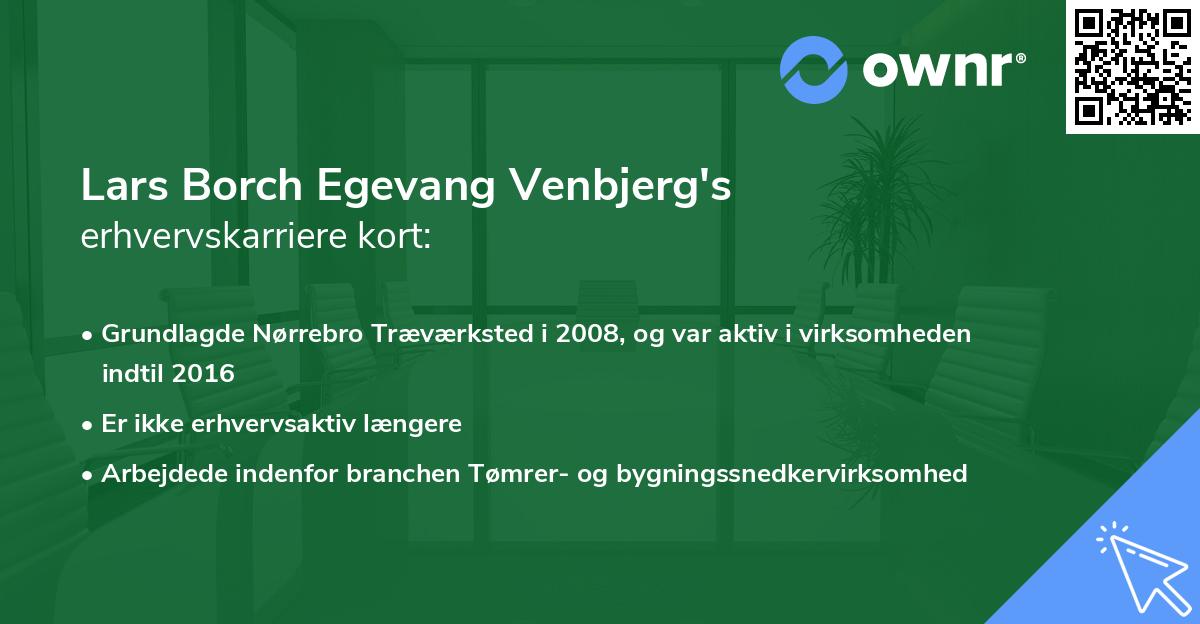 Lars Borch Egevang Venbjerg's erhvervskarriere kort