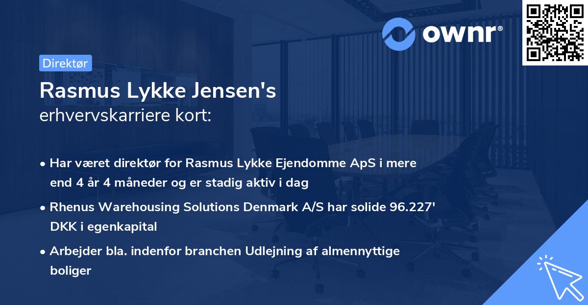 Rasmus Lykke Jensen's erhvervskarriere kort