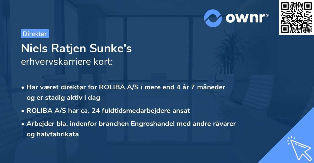 Niels Ratjen Sunke's erhvervskarriere kort