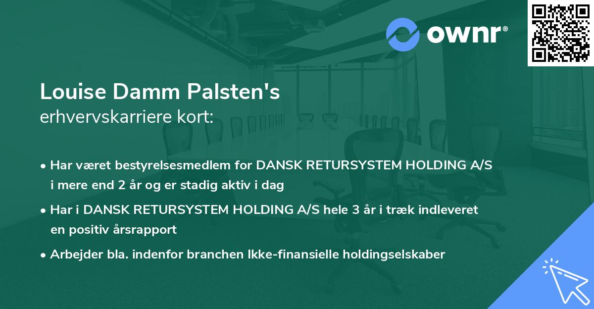 Louise Damm Palsten's erhvervskarriere kort