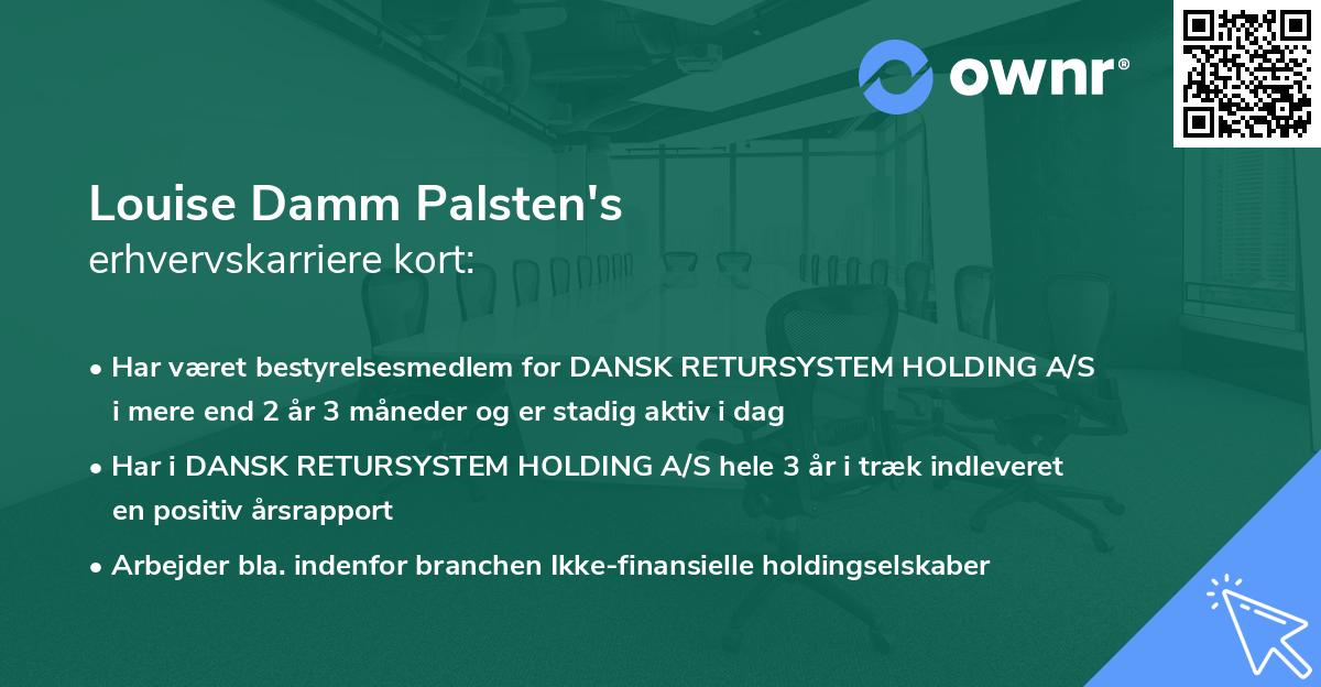 Louise Damm Palsten's erhvervskarriere kort