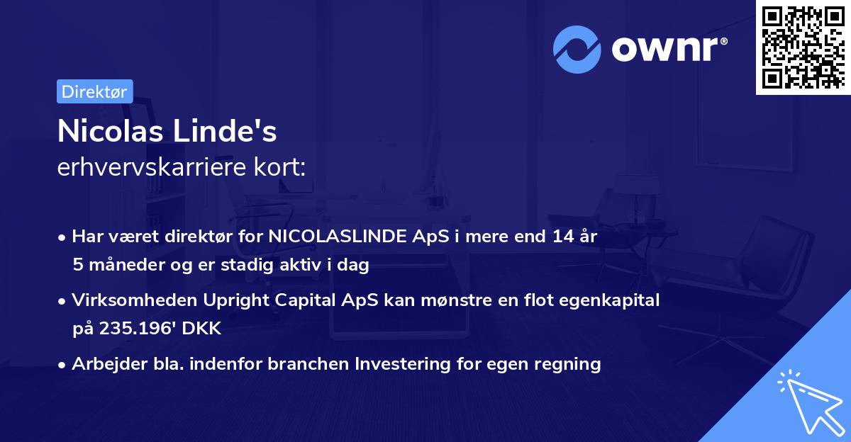 Nicolas Linde's erhvervskarriere kort
