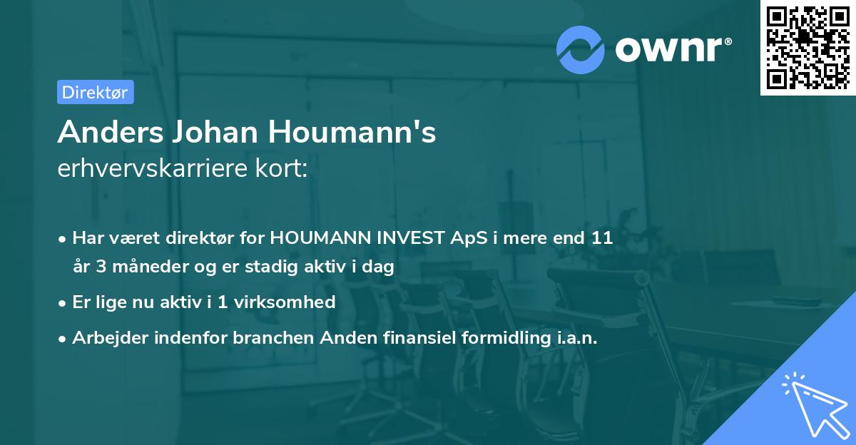Anders Johan Houmann's erhvervskarriere kort