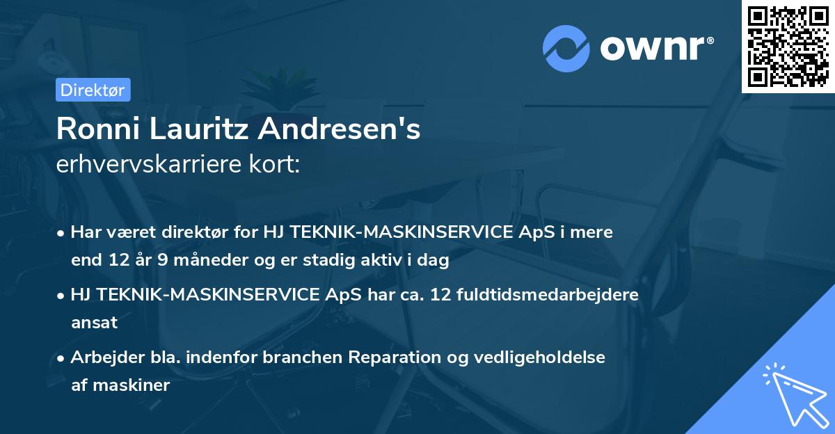 Ronni Lauritz Andresen's erhvervskarriere kort