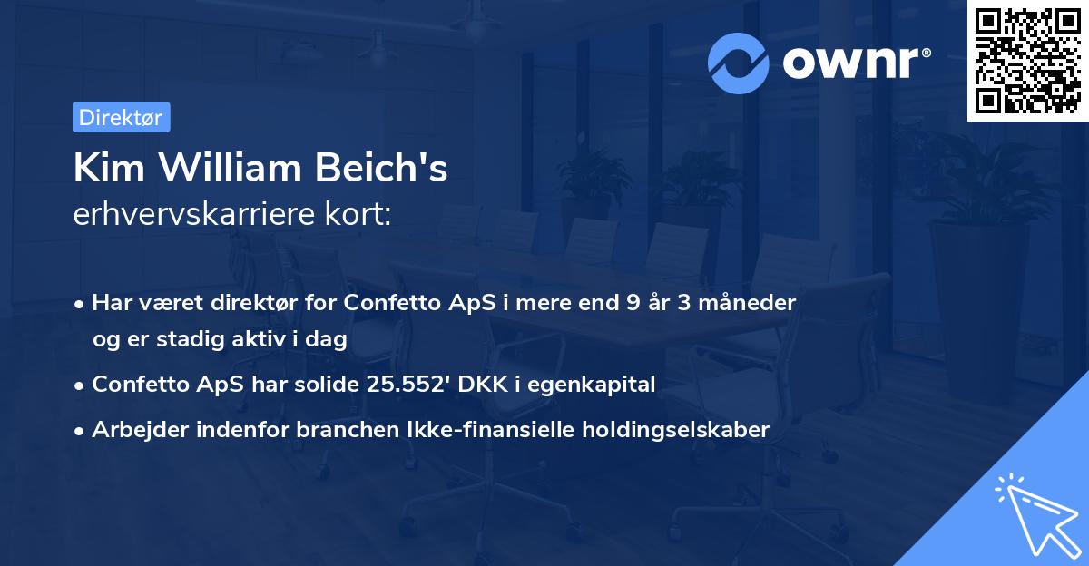 Kim William Beich's erhvervskarriere kort