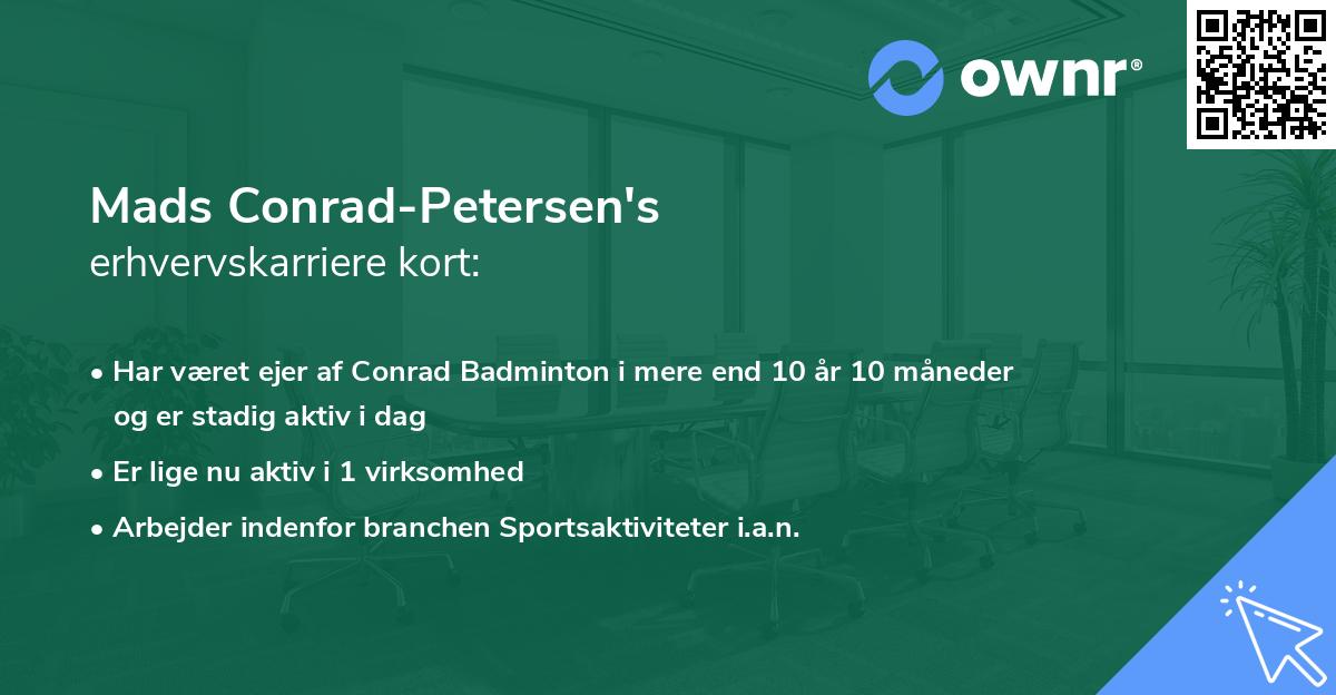 Mads Conrad-Petersen's erhvervskarriere kort