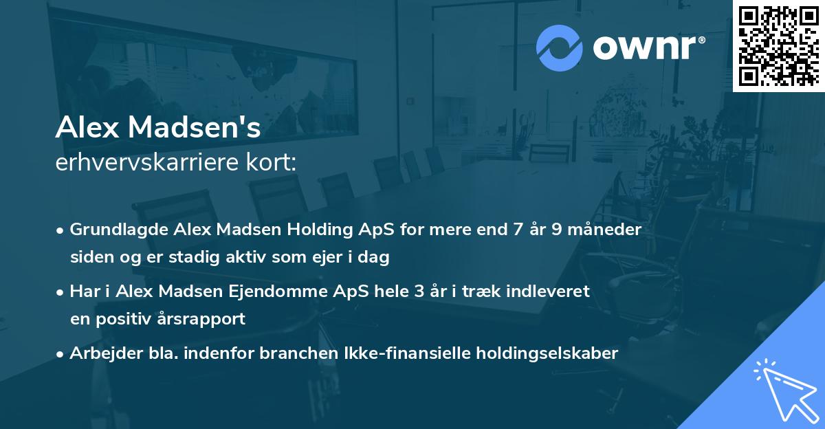 Alex Madsen's erhvervskarriere kort