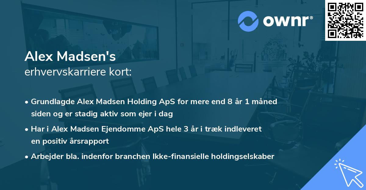 Alex Madsen's erhvervskarriere kort