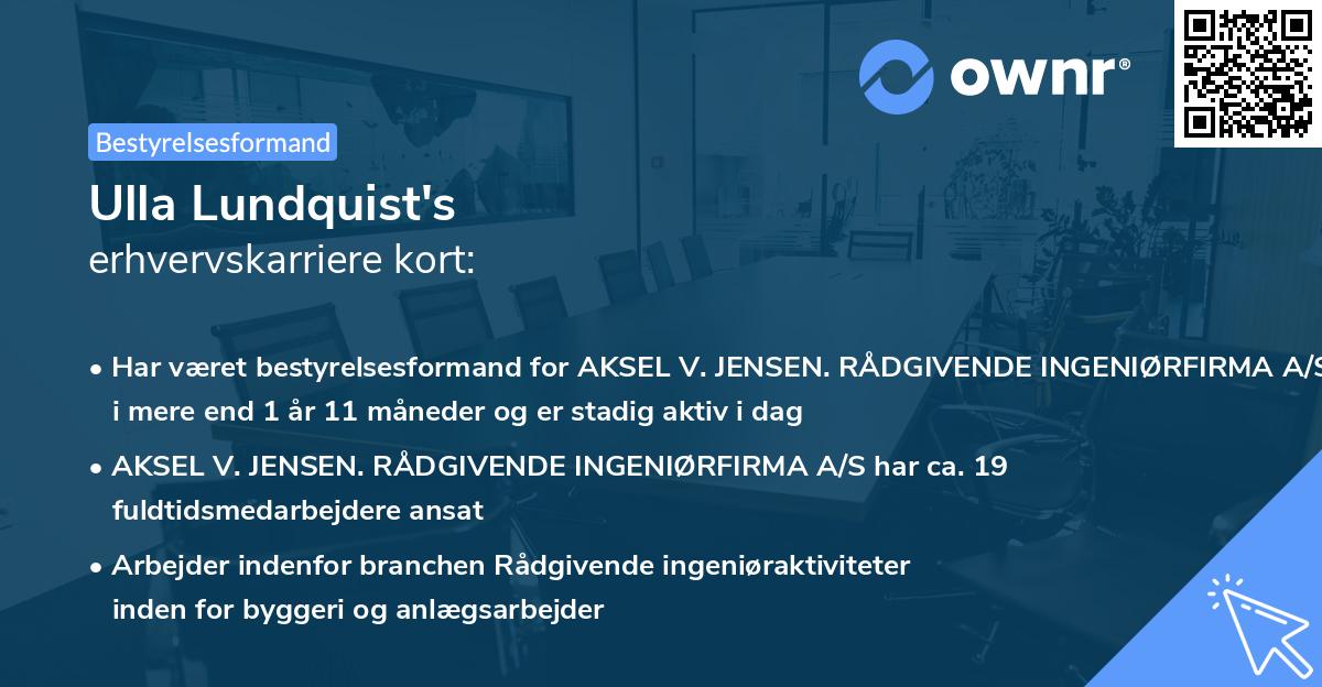 Ulla Lundquist's erhvervskarriere kort