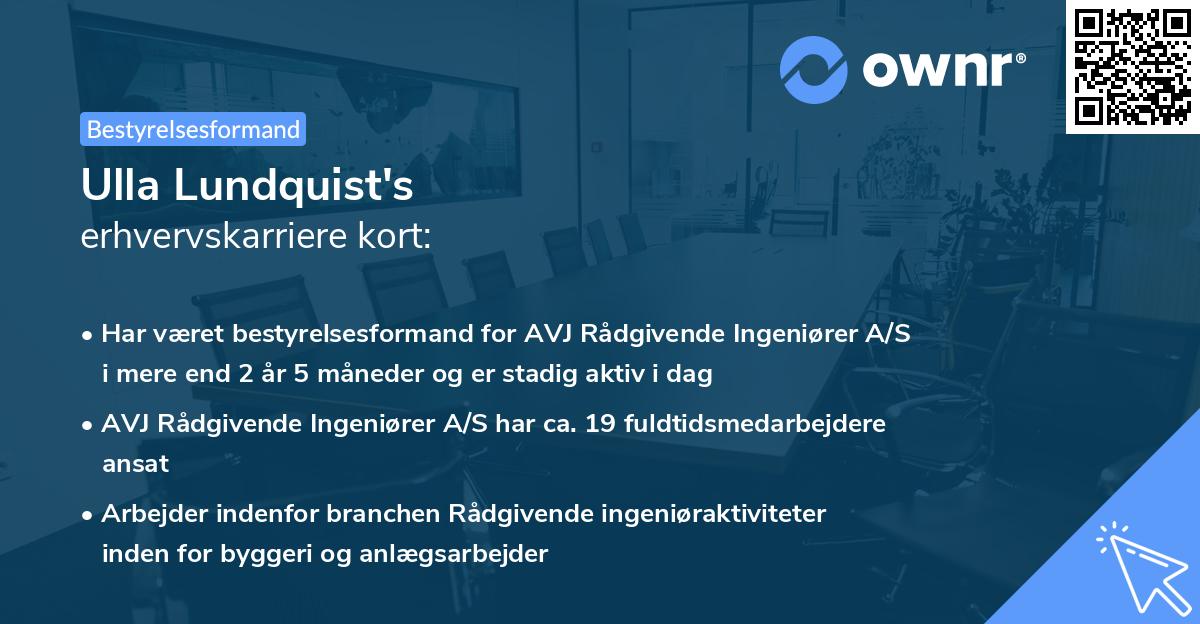 Ulla Lundquist's erhvervskarriere kort
