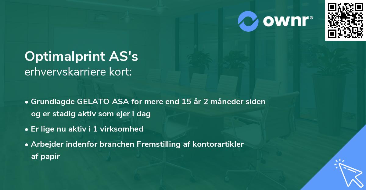 Optimalprint AS's erhvervskarriere kort