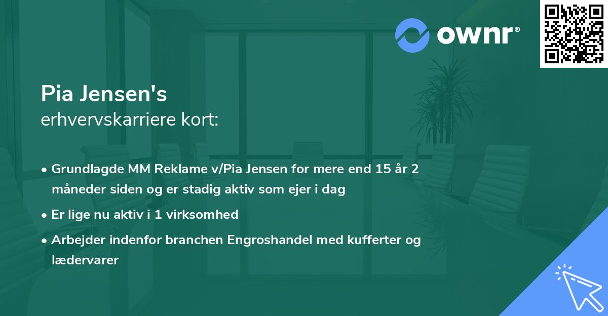 Pia Jensen's erhvervskarriere kort