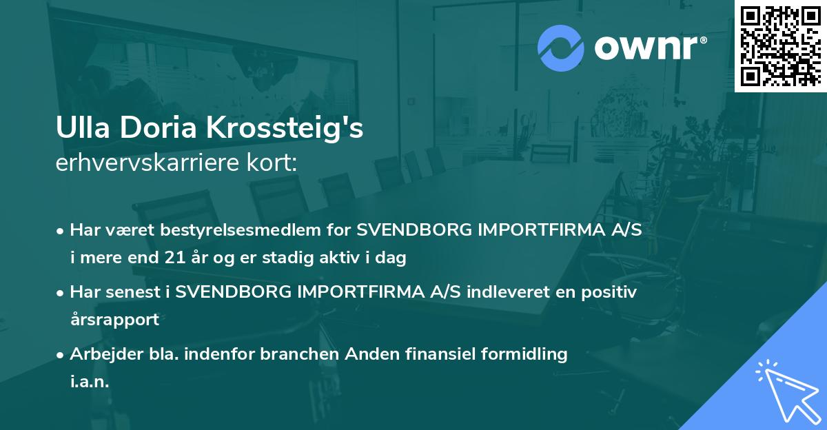Ulla Doria Krossteig's erhvervskarriere kort