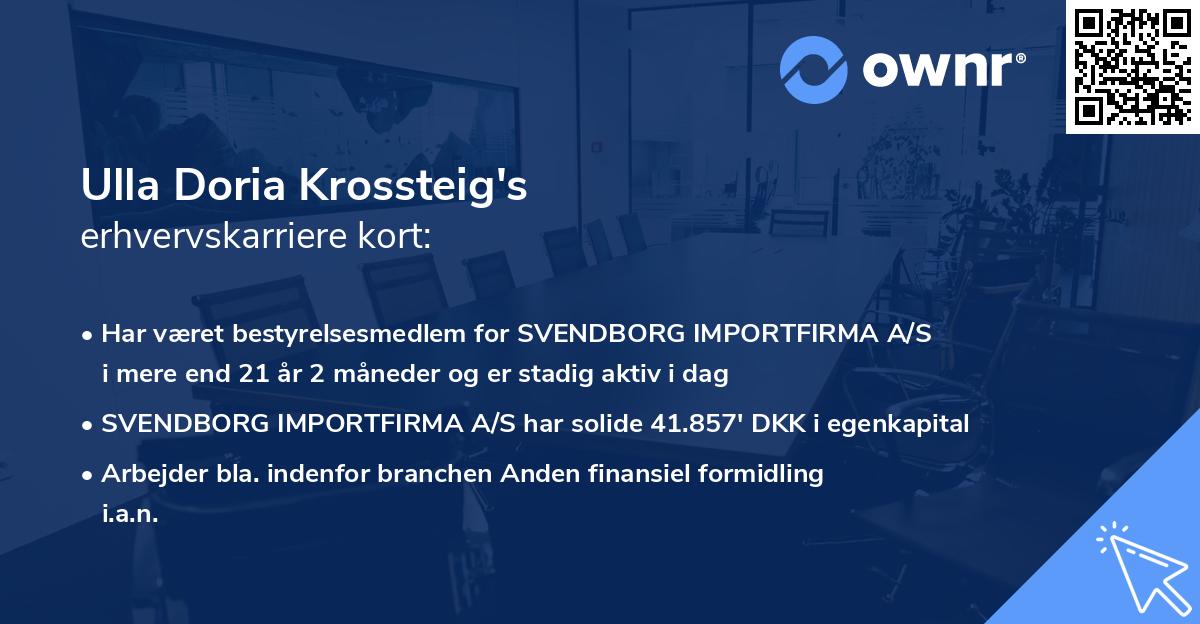 Ulla Doria Krossteig's erhvervskarriere kort