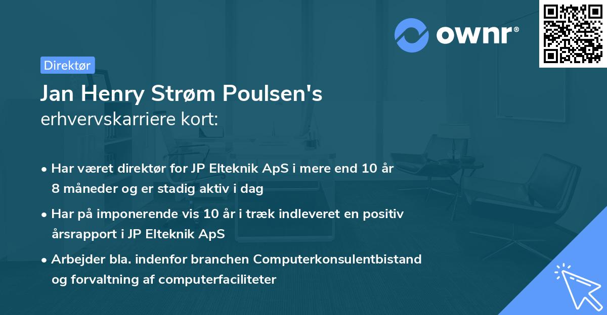 Jan Henry Strøm Poulsen's erhvervskarriere kort