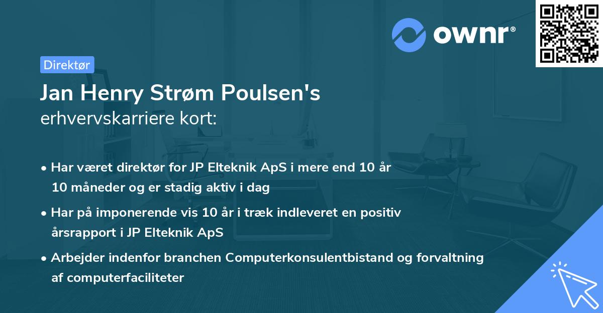 Jan Henry Strøm Poulsen's erhvervskarriere kort