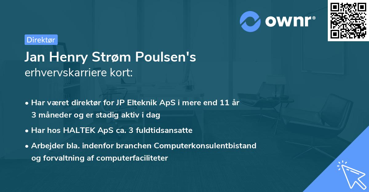 Jan Henry Strøm Poulsen's erhvervskarriere kort