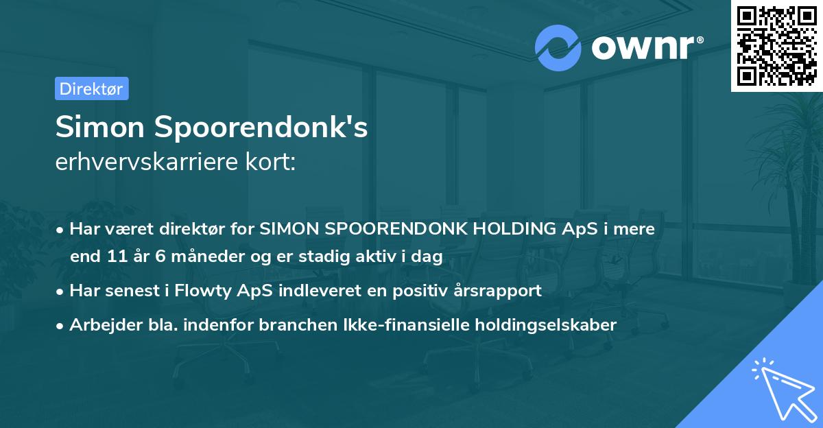Simon Spoorendonk's erhvervskarriere kort