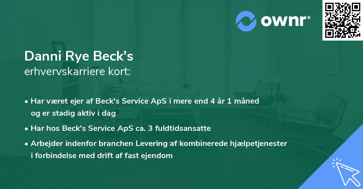 Danni Rye Beck's erhvervskarriere kort
