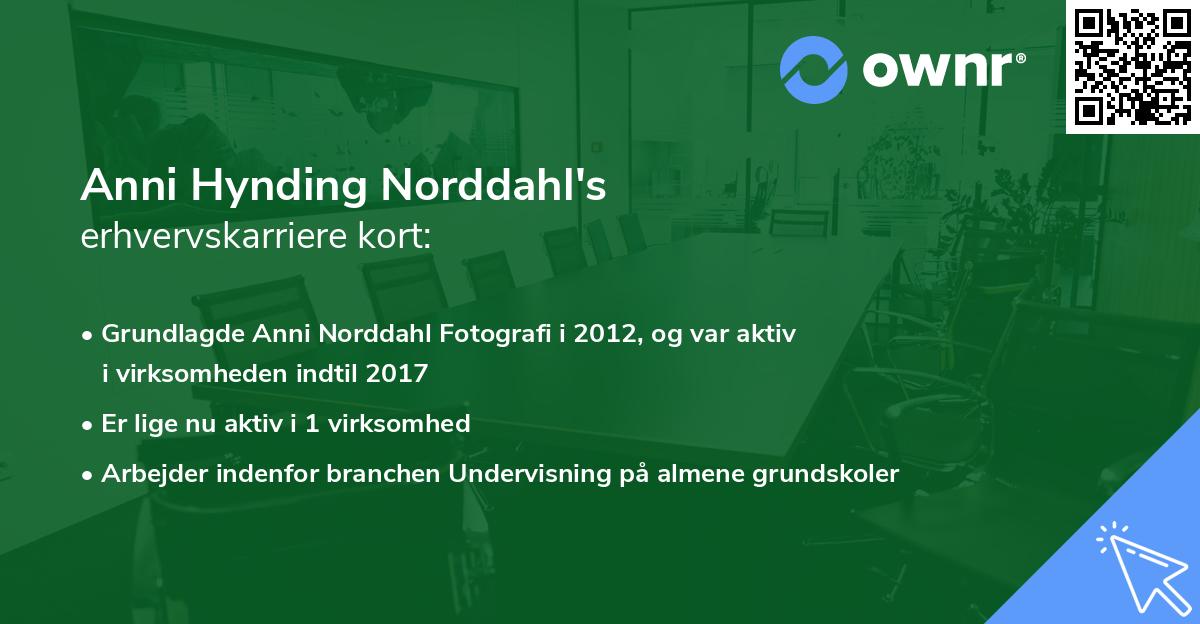 Anni Hynding Norddahl's erhvervskarriere kort