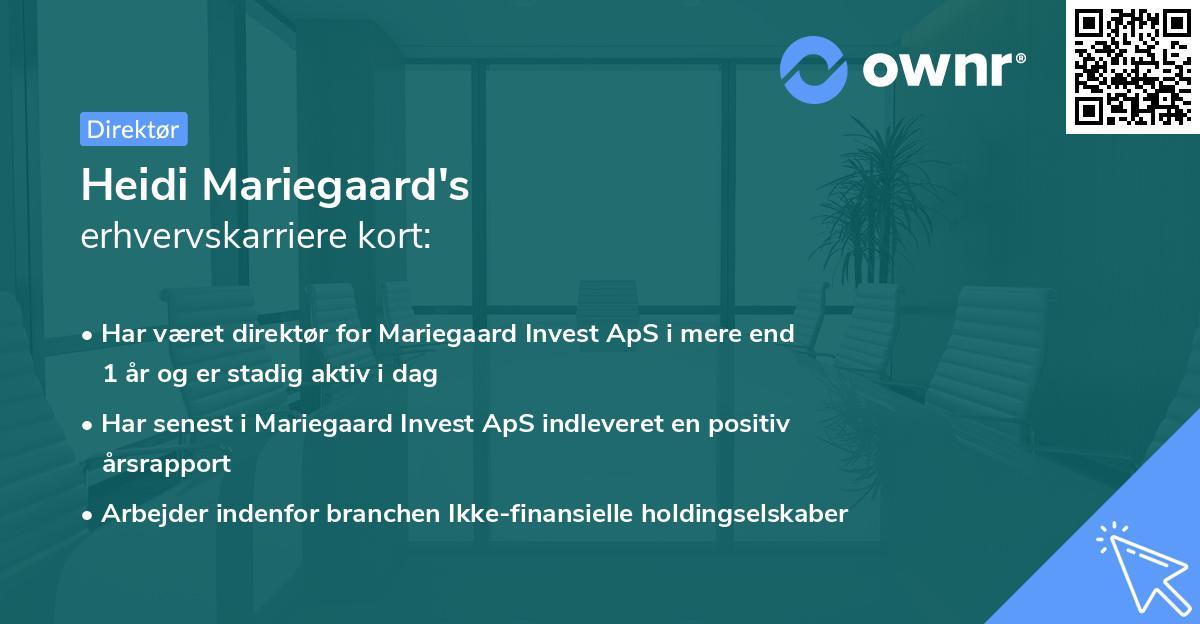 Heidi Mariegaard's erhvervskarriere kort