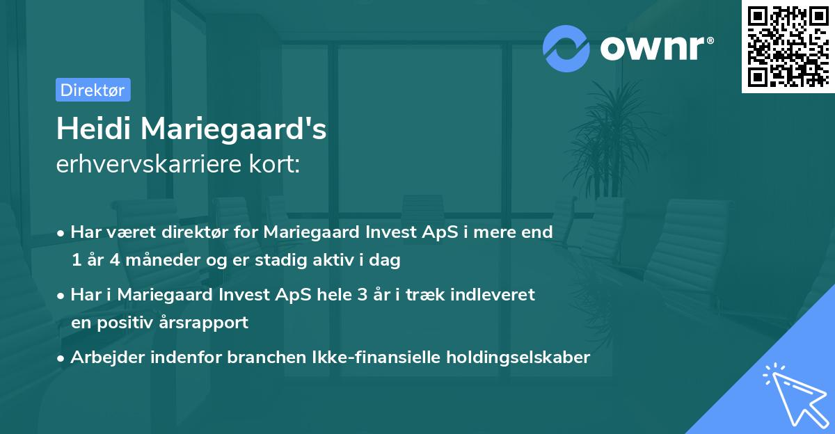 Heidi Mariegaard's erhvervskarriere kort