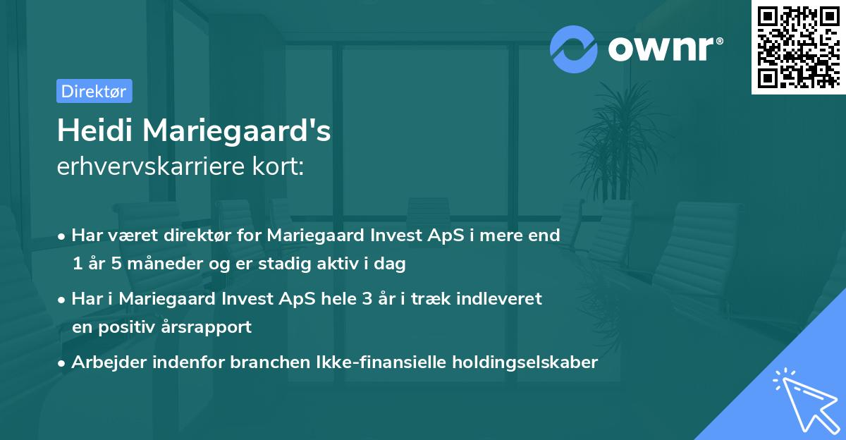 Heidi Mariegaard's erhvervskarriere kort