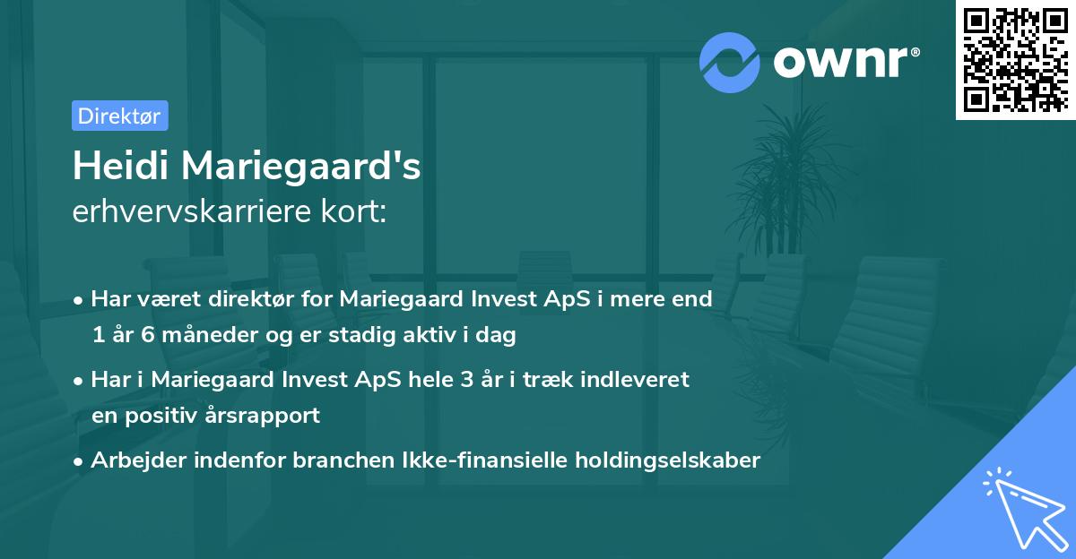 Heidi Mariegaard's erhvervskarriere kort