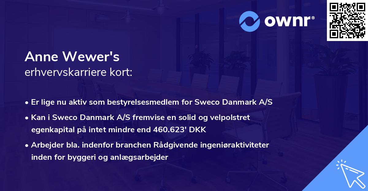 Anne Wewer's erhvervskarriere kort