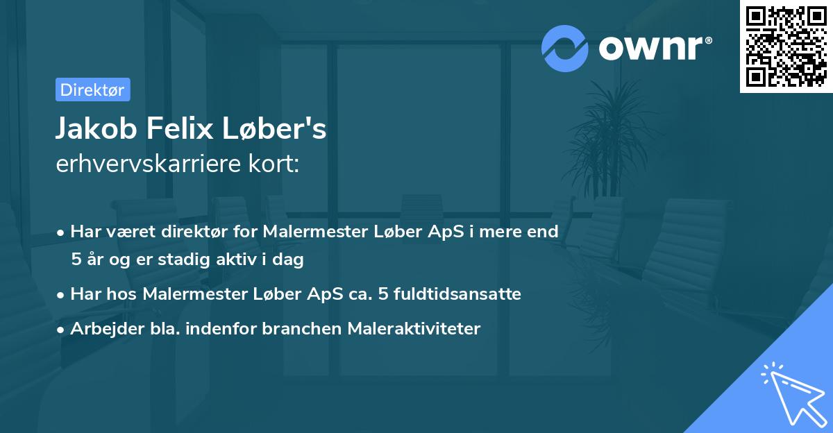 Jakob Felix Løber's erhvervskarriere kort