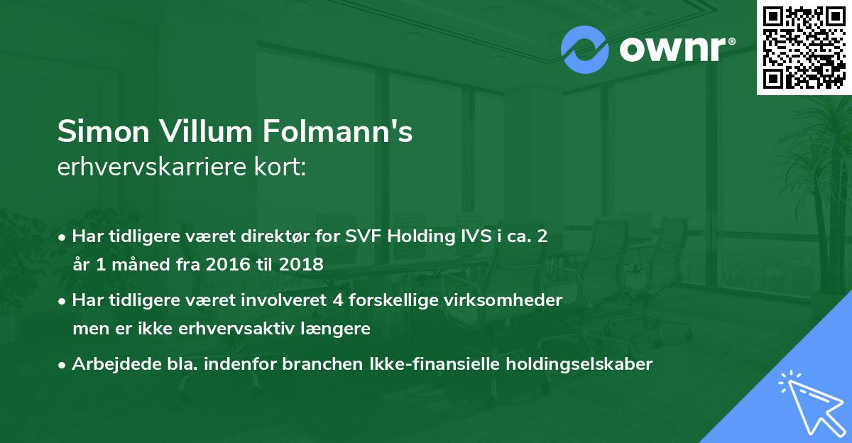 Simon Villum Folmann's erhvervskarriere kort