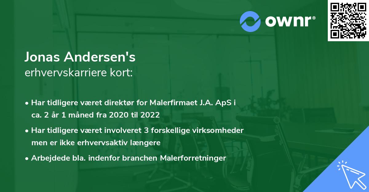 Jonas Andersen's erhvervskarriere kort