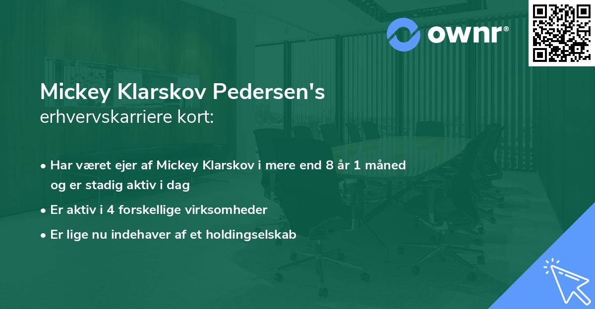 Mickey Klarskov Pedersen's erhvervskarriere kort