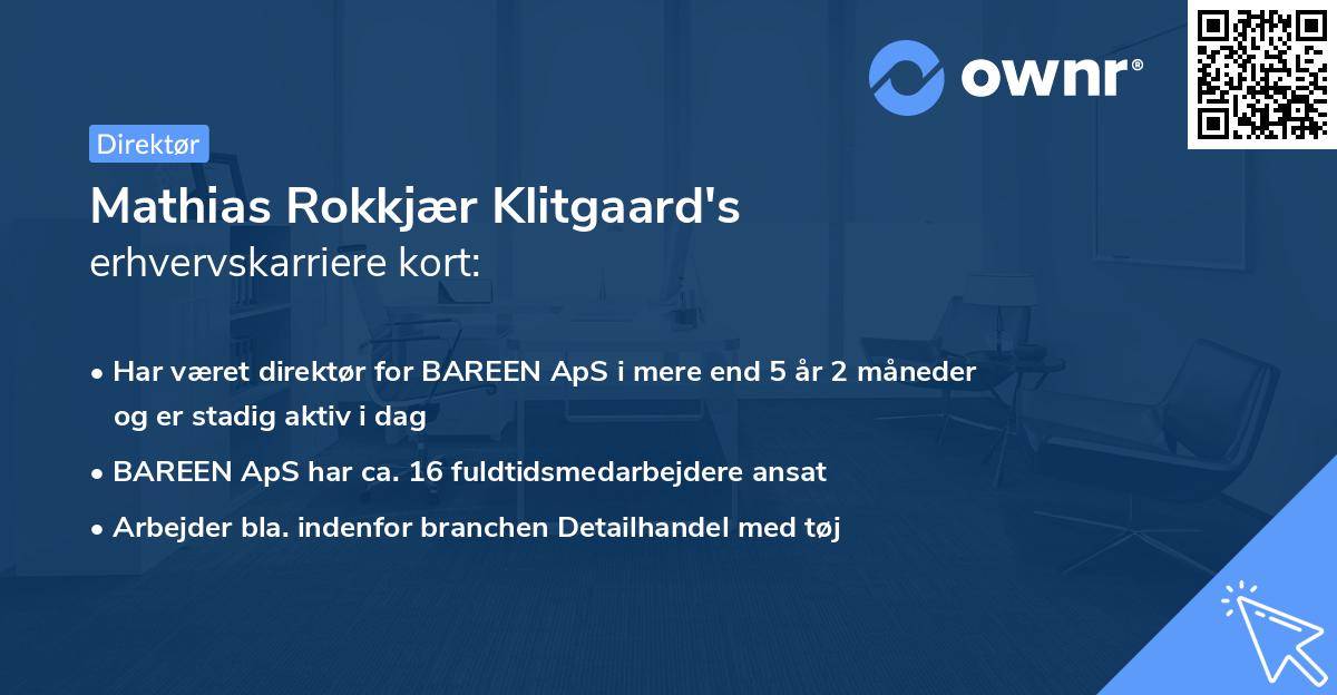 Mathias Rokkjær Klitgaard's erhvervskarriere kort