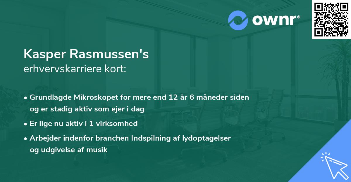 Kasper Rasmussen's erhvervskarriere kort