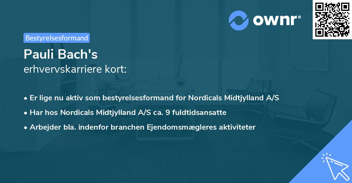 Pauli Bach's erhvervskarriere kort