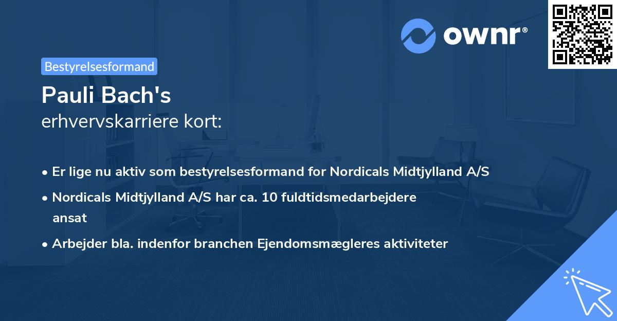 Pauli Bach's erhvervskarriere kort