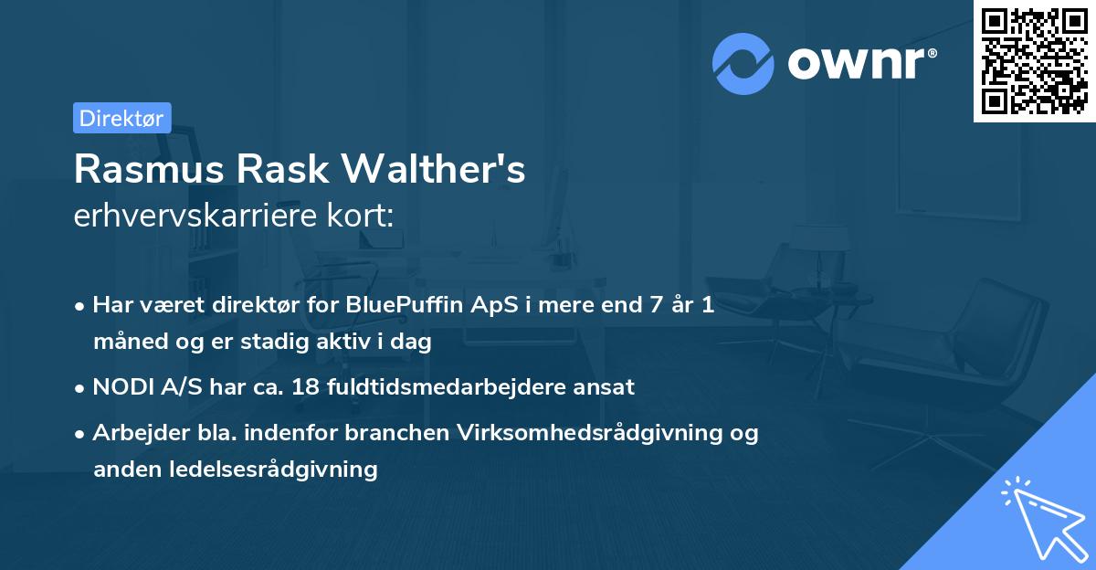 Rasmus Rask Walther's erhvervskarriere kort