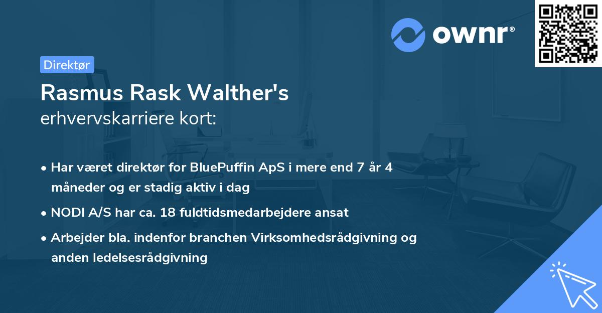 Rasmus Rask Walther's erhvervskarriere kort