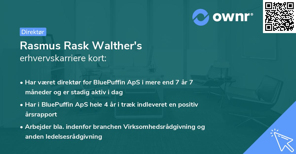 Rasmus Rask Walther's erhvervskarriere kort