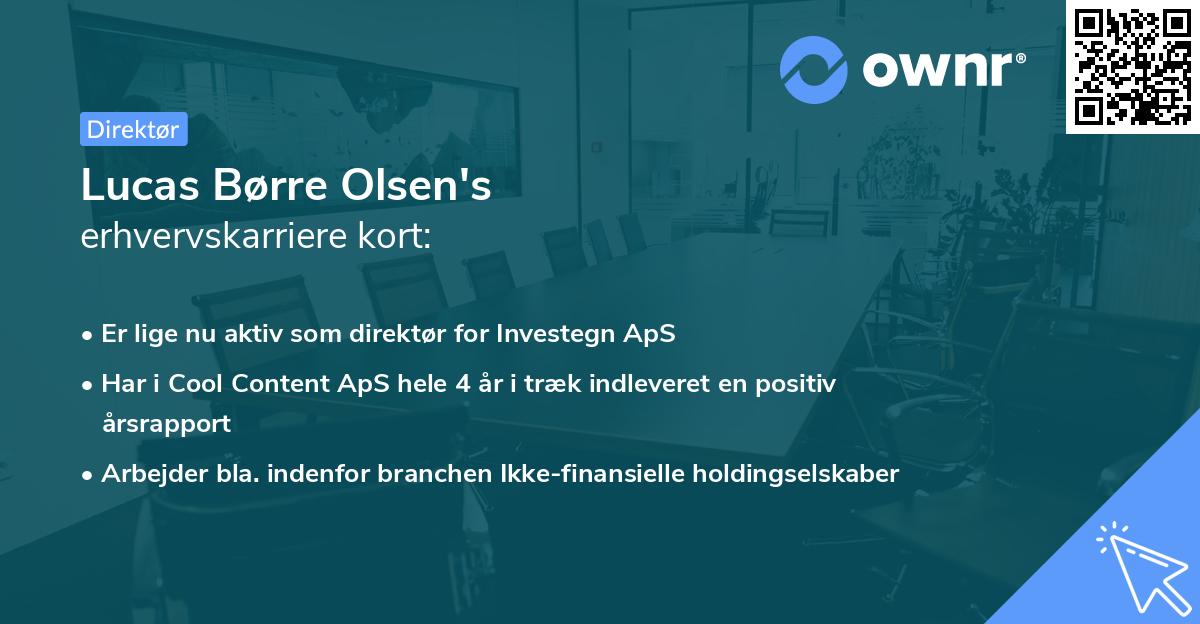 Lucas Børre Olsen's erhvervskarriere kort