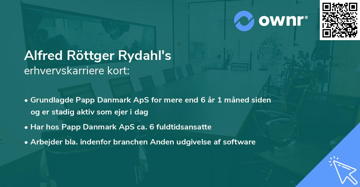 Alfred Röttger Rydahl's erhvervskarriere kort