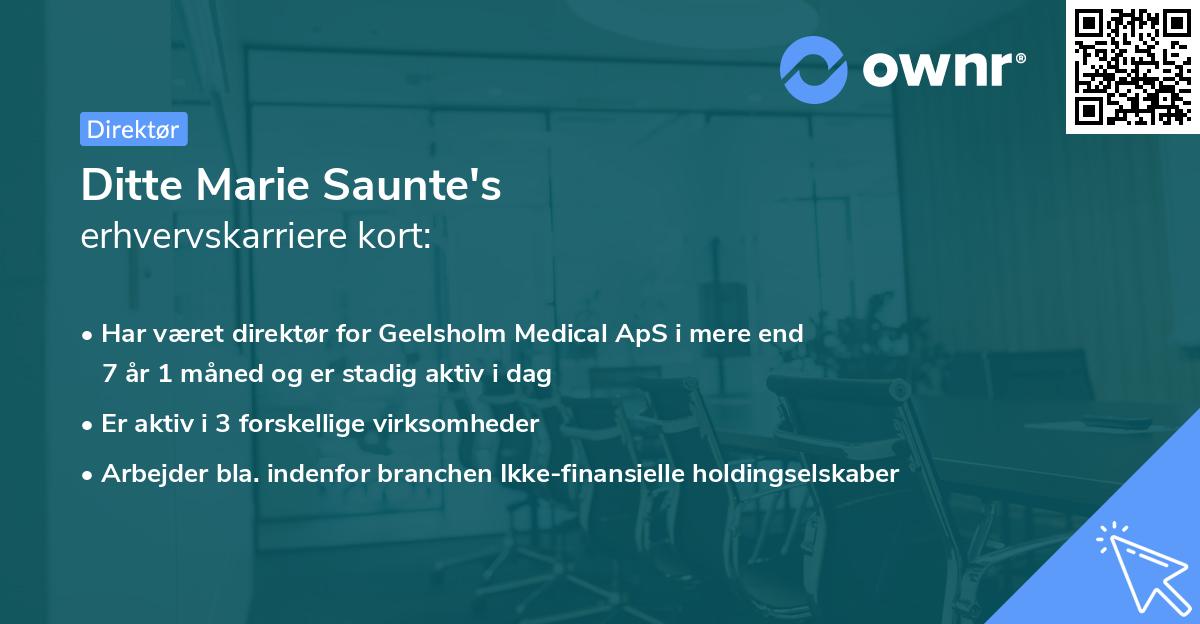 Ditte Marie Saunte's erhvervskarriere kort
