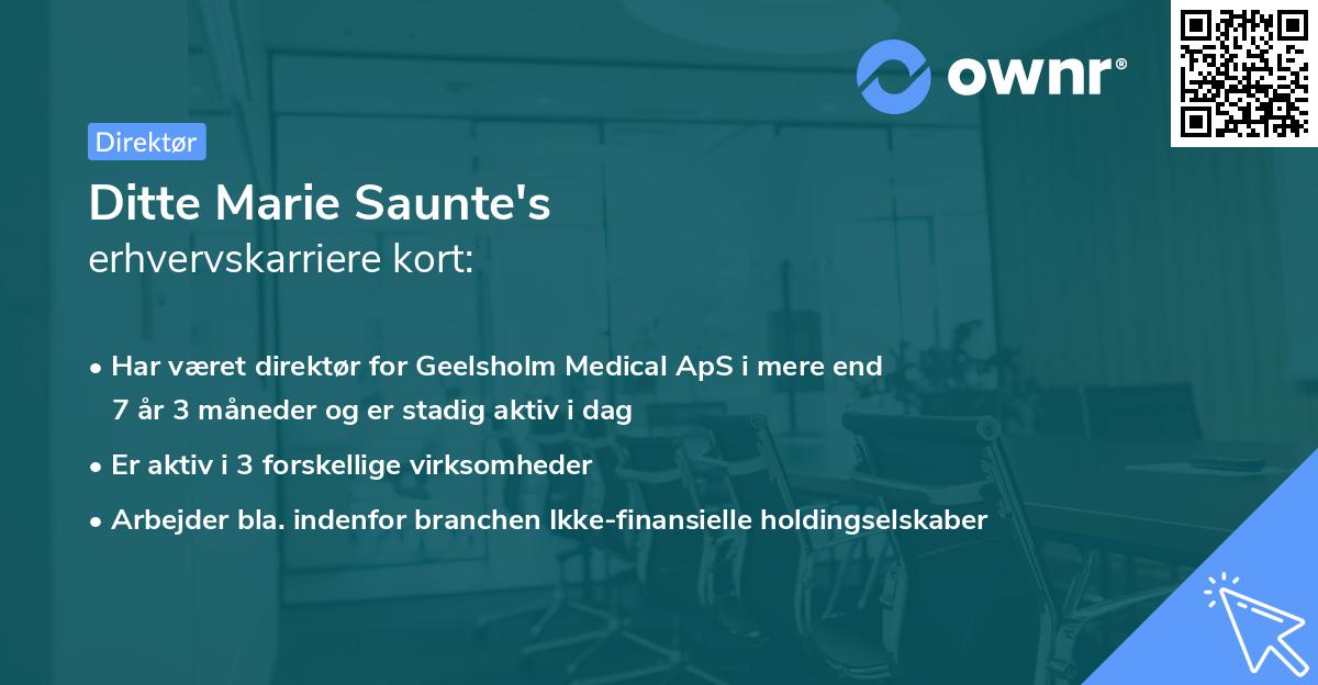 Ditte Marie Saunte's erhvervskarriere kort