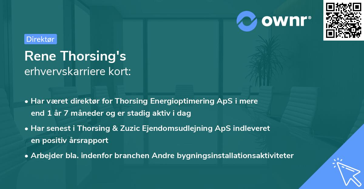 Rene Thorsing's erhvervskarriere kort