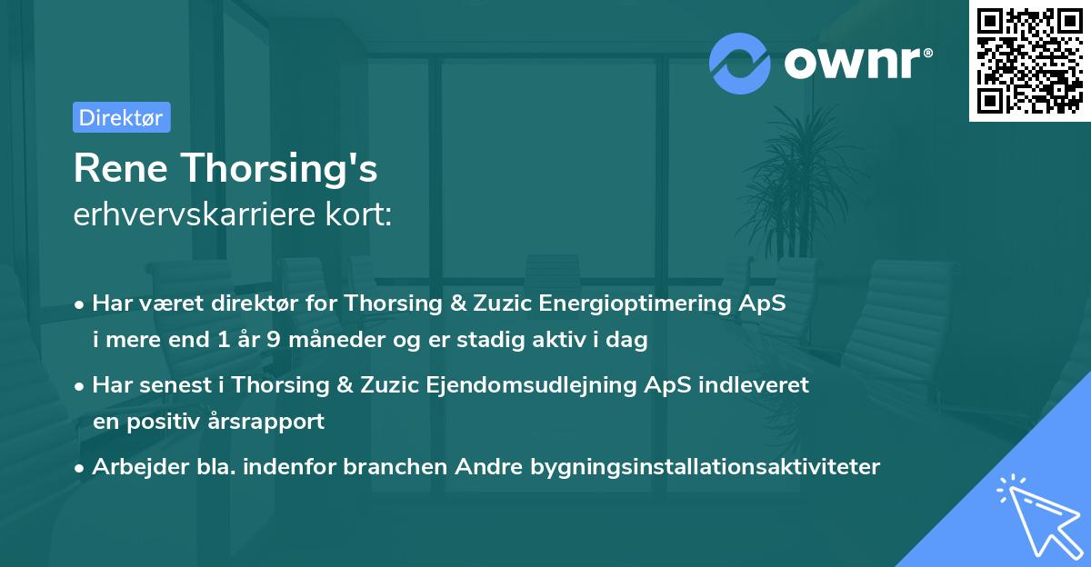 Rene Thorsing's erhvervskarriere kort