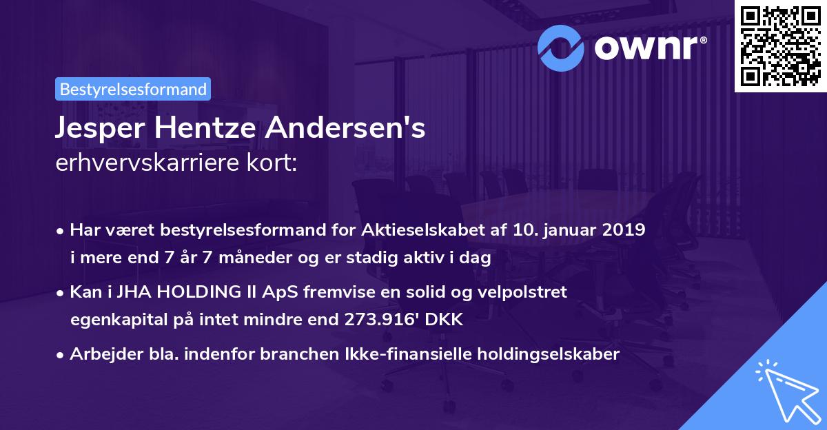 Jesper Hentze Andersen's erhvervskarriere kort