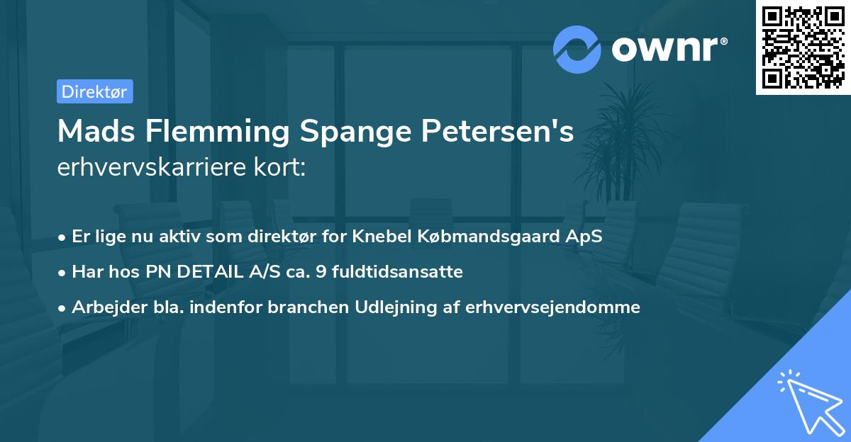 Mads Flemming Spange Petersen's erhvervskarriere kort